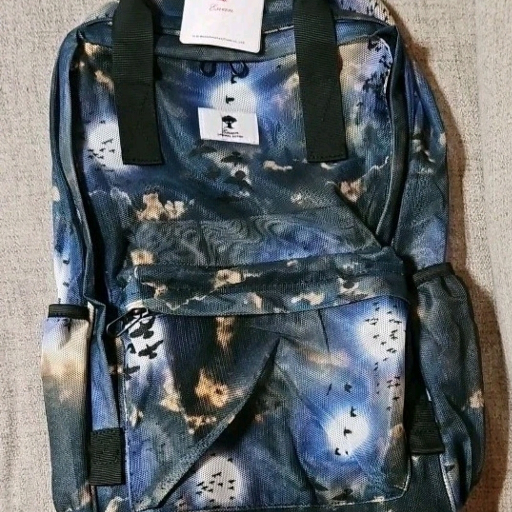 ESVAN Original Stylish Blue/Black Mesh Backpack (Bat Black Star Theme)